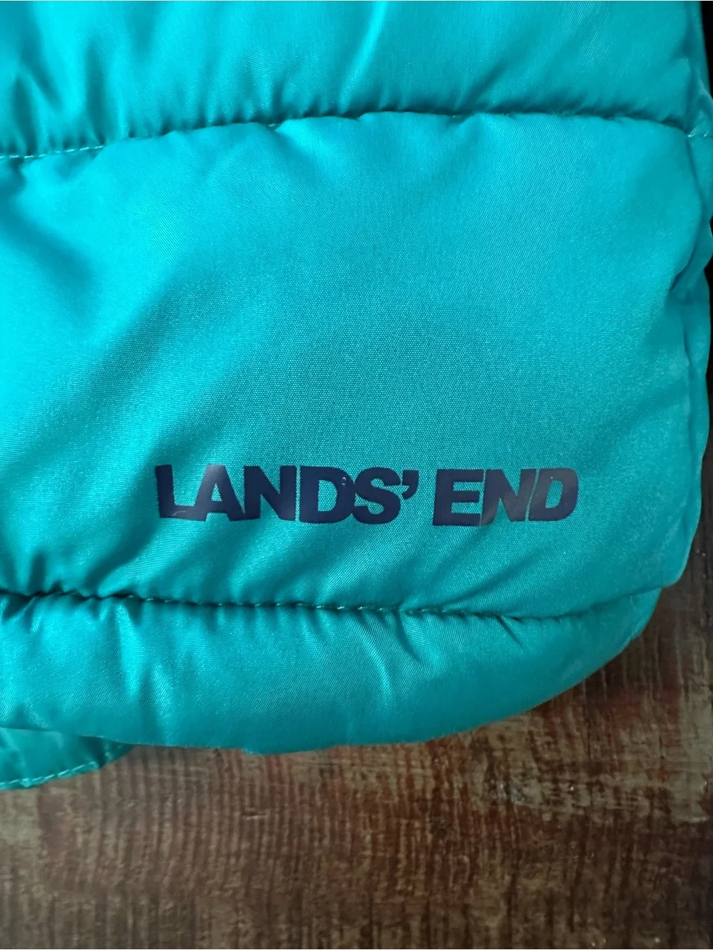 Lands' End Navy and Teal Hooded Puffer Jacket - Kids